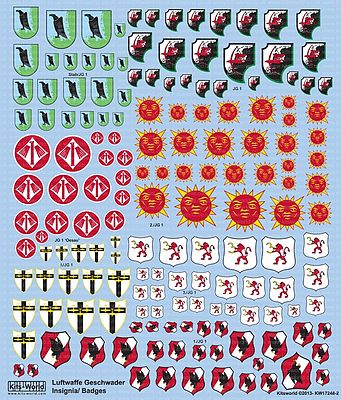 Warbird Luftwaffe Fighter Unit Emblems Pt.1 Plastic Model Aircraft Decal 1/72 Scale #172482