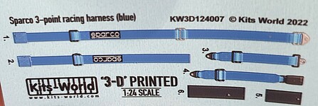 Warbird 3D Color Sparco 3-Point Racing Seatbelts/Harness Blue Plastic Model Decal Kit 1/24 #3124007