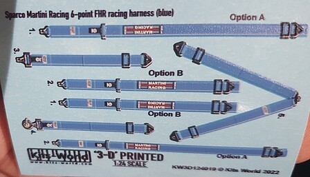 Warbird 3D Color Martini 6-Point FHR Seatbelt/Harness Blue Plastic Model Acc. Kit 1/24 #3124019