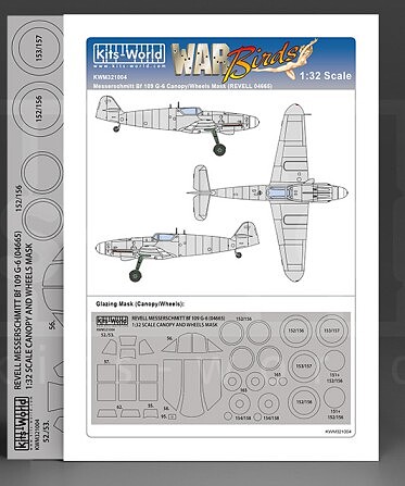 Warbird Messerschmitt Bf109G Canopy/Wheels Mask Plastic Model Aircraft Acc. Kit 1/32 Scale #321004
