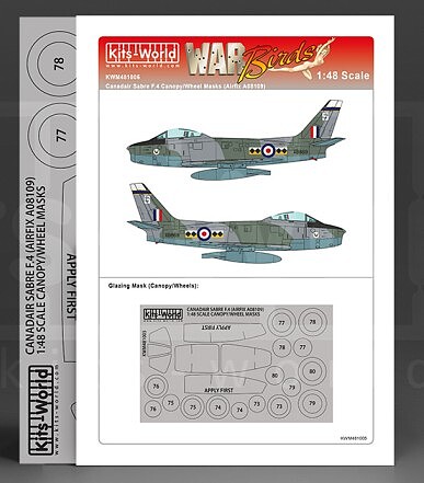 Warbird F4 Sabre Canopy/Wheels Mask for ARX Plastic Model Aircraft Decal Kit 1/48 Scale #481005
