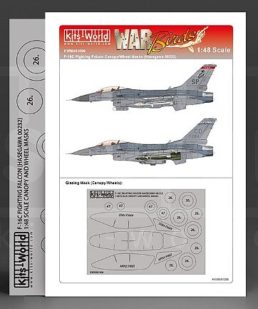Warbird F16C Fighting Falcon Canopy/Wheel Masks HSG Plastic Model Aircraft Decal Kit 1/48 #481006