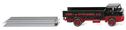 Wiking 1961 Henschel HS 14/16 Low-Side Delivery Truck w/Steel Load - Assembled Eisen- und Stahlhandel A.G. (black, red, German Lettering)