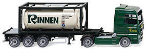 Wiking MAN TGX Tractor w/Tank Container on Chassis HO Scale Model Railroad Vehicle #53601