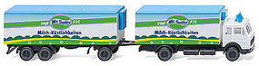 Wiking Mercedes-Benz 1632 Reefer Truck w/Trailer Assembled N Scale Model Railroad Vehicle #94104