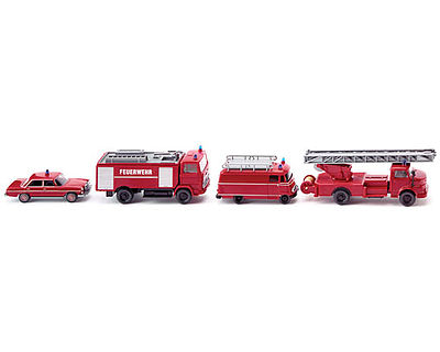 Wiking Fire Service Set (4) HO Scale Model Railroad Vehicle #99088