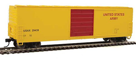 WalthersMainline 50 Evans Smooth-Side Boxcar - Ready to Run US Army #29439 (yellow, red)