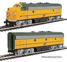 WalthersMainline EMD F7 A-B Set ESU Sound and DCC Chicago & North Western(TM) #402, #411 (Stagecoach Yellow, green) WalthersMainline EMD F7 A-B Set ESU Sound and DCC Chicago & North Western(TM) #402, #411 (Stagecoach Yellow, green)