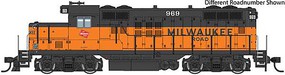 WalthersMainline EMD GP9 Phase II with Chopped Nose ESU(R) Sound and DCC Milwaukee Road 975 (orange, black, large Milwaukee name, GP20 nameplate) WalthersMainline EMD GP9 Phase II with Chopped Nose ESU(R) Sound and DCC Milwaukee Road 975 (orange, black, large Milwaukee name, GP20 nameplate)