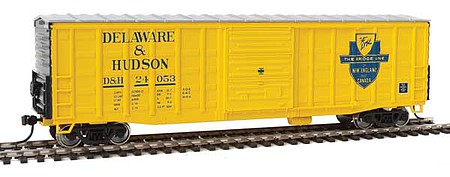 WalthersMainline 50 Waffle-Side Boxcar - Ready To Run Delaware & Hudson 24053 (Youngstown doors, yellow, blue, large Bridge Line l