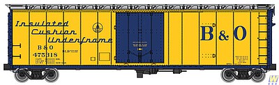 WalthersMainline 50 PC&F Insulated Boxcar - Ready to Run Baltimore & Ohio #475318 (blue, yellow, silver, Insulated Cushion Underframe