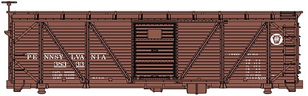 WalthersMainline 40 USRA Single-Sheathed Wood Boxcar - Ready To Run Pennsylvania Railroad 38880 (Boxcar Red, Circle Keystone Logo)