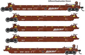 WalthersMainline Thrall 5-Unit Rebuilt 40' Well Car Ready to Run BNSF Railway #238158 A-E (Boxcar Red, white, wedge logo, yellow conspicuity ma WalthersMainline Thrall 5-Unit Rebuilt 40' Well Car Ready to Run BNSF Railway #238158 A-E (Boxcar Red, white, wedge logo, yellow conspicuity ma