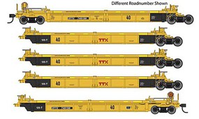 WalthersMainline Thrall 5-Unit Rebuilt 40' Well Car Ready to Run TTX DTTX #748259 A-E (yellow, black, small red logo, yellow conspicuity strip WalthersMainline Thrall 5-Unit Rebuilt 40' Well Car Ready to Run TTX DTTX #748259 A-E (yellow, black, small red logo, yellow conspicuity strip