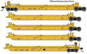 WalthersMainline Thrall 5-Unit Rebuilt 40' Well Car Ready to Run Santa Fe Leasing SFLC #1033 A-E (yellow, black, yellow conspicuity stripes) WalthersMainline Thrall 5-Unit Rebuilt 40' Well Car Ready to Run Santa Fe Leasing SFLC #1033 A-E (yellow, black, yellow conspicuity stripes)