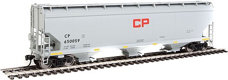 WalthersMainline 60 NSC 5150 3-Bay Covered Hopper - Ready to Run Canadian Pacific #650059 (gray, black, centered red CP block logo, yellow cons
