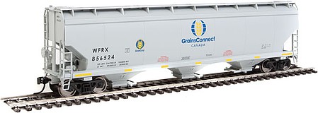 WalthersMainline 60 NSC 5150 3-Bay Covered Hopper - Ready to Run Grain Connect Canada WFRX #856524 (gray, black, blue and yellow logo, yellow c