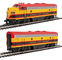 WalthersMainline EMD F7 A-B Set Standard DC Kansas City Southern #1 Shreveport, #3 Pittsburg (Belle- yellow, red, Brunsw WalthersMainline EMD F7 A-B Set Standard DC Kansas City Southern #1 Shreveport, #3 Pittsburg (Belle- yellow, red, Brunsw