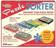 Puzzle Sorter- 6 Stackable Trays to Organize Pieces plus Mystery Puzzle