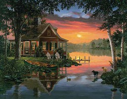 WhiteMount Friends in Summer (Cabin/Lake/Canoe/Dogs) Puzzle (1000pc) WhiteMount Friends in Summer (Cabin/Lake/Canoe/Dogs) Puzzle (1000pc)