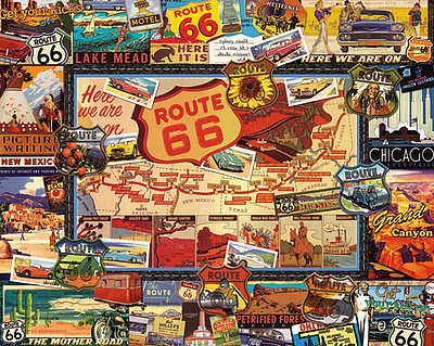 WhiteMount Route 66 Collage (Travel Signs, Map/Places) Puzzle (1000pc)