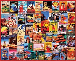 Travel Dreams Vintage Posters Collage Puzzle (1000pc) (D)