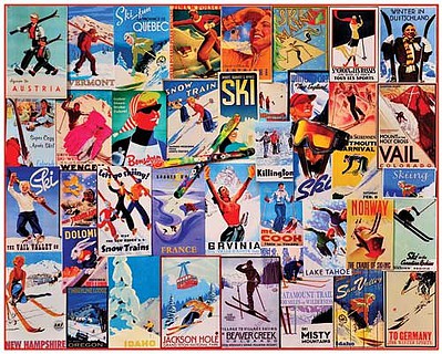 WhiteMount Ski Posters Collage Puzzle (1000pc)
