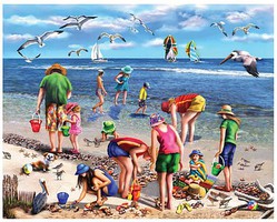 WhiteMount Shell Seekers (People on the Beach) Puzzle (550pc) WhiteMount Shell Seekers (People on the Beach) Puzzle (550pc)