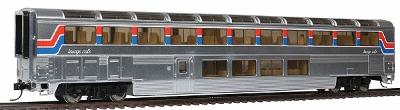 Walthers Superliner(R) I Lounge - Ready to Run Amtrak(R) (Phase II, silver, Wide red & blue Stripes, No Logo) - HO-Scale