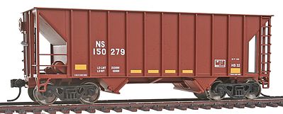 Walthers Greenville 100-Ton 2-Bay Hopper - Ready to Run - Gold Line(TM) Norfolk Southern #150279 (Boxcar Red, yellow Conspicuity Stripes, No Logo) - HO-Scale