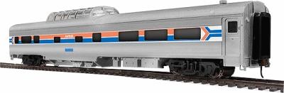 Walthers Budd 46-Seat Vista Dome Coach - Ready to Run Amtrak(R) (Phase I, silver, Wide red & blue Stripes, Arrow Logo) - HO-Scale