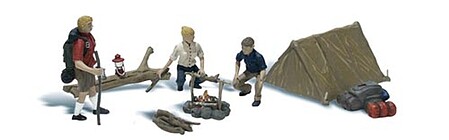 Woodland Campers with Tent & Accessories HO Scale Model Railroad Figure #1917