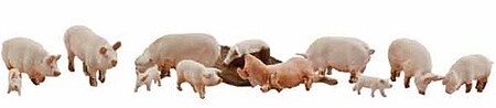 Woodland Yorkshire Pigs (12) HO Scale Model Railroad Figure #1957