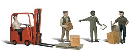 Woodland Workers with Forklift N Scale Model Railroad Figure #2192