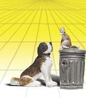 Woodland Dog with Cat On Trashcan G Scale Model Railroad Figure #2524