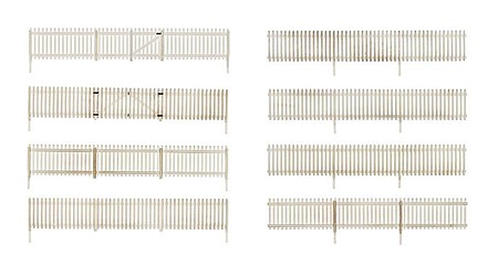Woodland Picket Fence - Kit 192 Scale Total with Gates, Hinges and Planter Pins