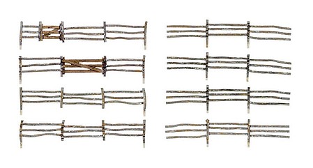 Woodland Log Fence - Kit 192 Scale Total with Gates, Hinges and Planter Pins - N-Scale