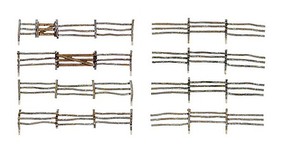 Woodland Log Fence Kit 192' Scale Total with Gates, Hinges and Planter Pins N-Scale