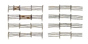 Log Fence - Kit 192 Scale Total with Gates, Hinges and Planter Pins - O-Scale