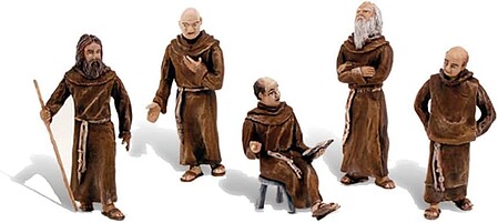 Woodland Friars & Monks - Scene-A-Rama(R) - pkg(5) Misc Scale Model Railroad Figure #4453