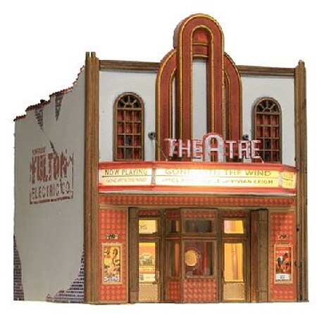 Woodland Theatre Built & Ready Landmark Structure w/ Lights N Scale Model Railroad Building #4944