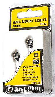 Woodland Just Plug Entry Wall Mount Lights (2) O Scale Model Railroad Street Light #5663