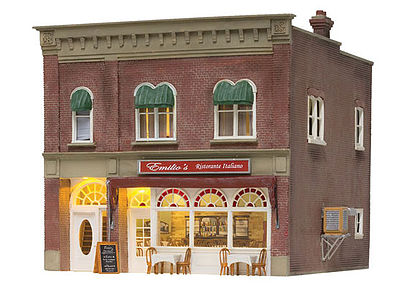 Woodland Emilios Italian Restaurant w/ Lights Built & Ready O Scale Model Railroad Building #5855