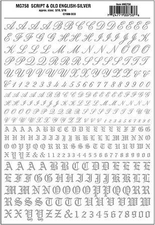 English Letters Sticker - Silver