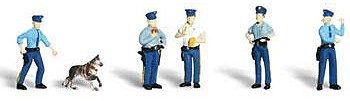 Woodland Policemen (5 w/Dog) N Scale Model Railroad Figure #a2122