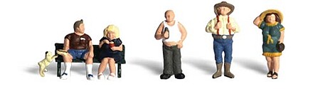 Woodland Full Figured Folks (5 Figures w/Bench) N Scale Model Railroad Figure #a2130