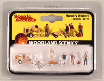 Woodland Masonry Workers N Scale Model Railroad Figure #a2173