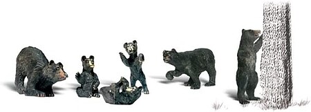 Woodland Scenic Accents Black Bears (6) N Scale Model Railroad Figure #a2186