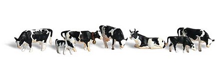 Woodland Scenic Accents Holstein Cows (7) N Scale Model Railroad Figure #a2187