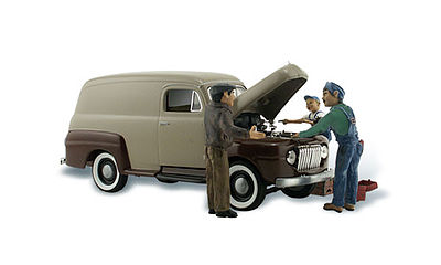 Woodland AutoScenes Carburetor Chaos Delivery Van with Figures N Scale Model Railroad Vehicle #as5340